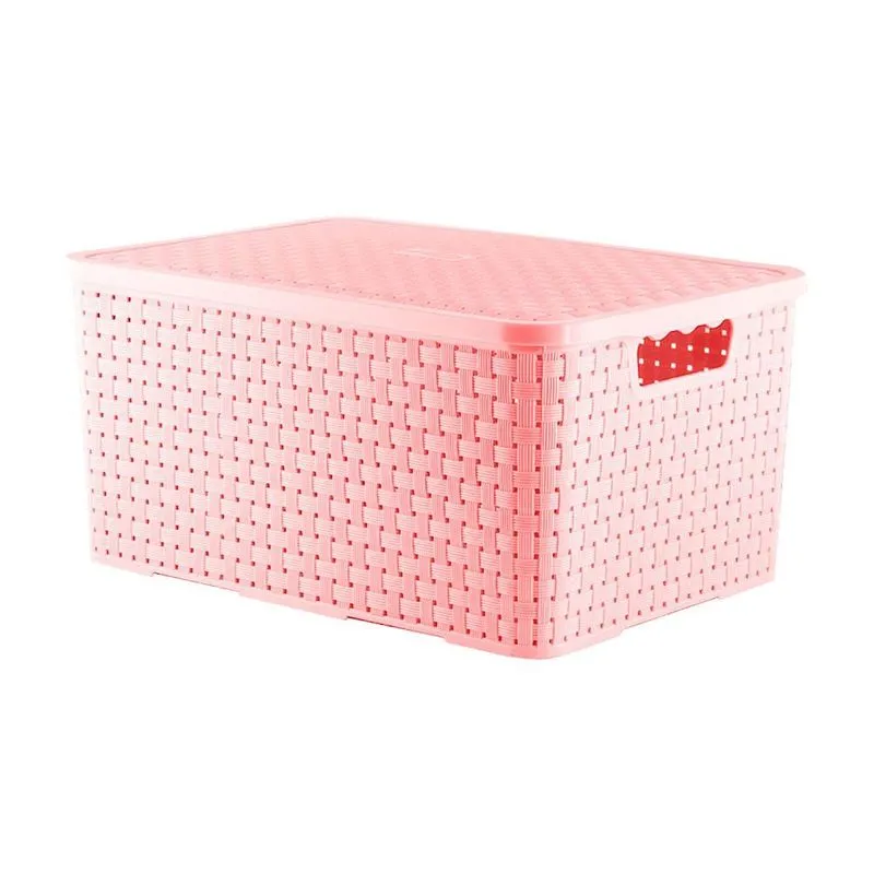 Caixa Organizadora Rattan Rosa Baby New Plastic 16L 37,5x27x18,5cm 7441259