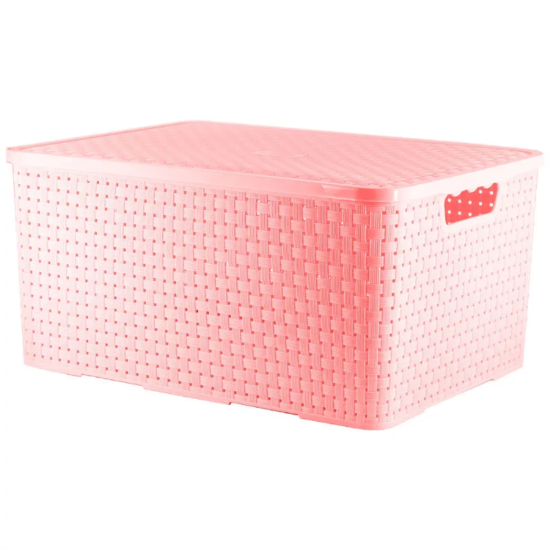 Caixa Organizadora Rattan Rosa Baby New Plastic 29L 44,5x32x21,5cm 7441262