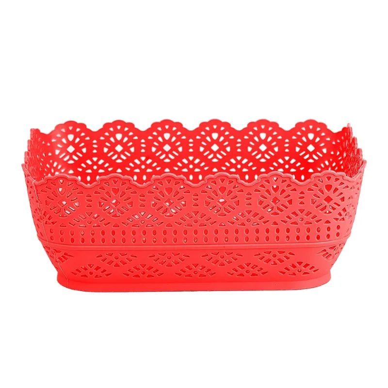 Cesta Telada Retangular de Plástico Vermelha New Plastic 25x17,5x9,5cm 1453