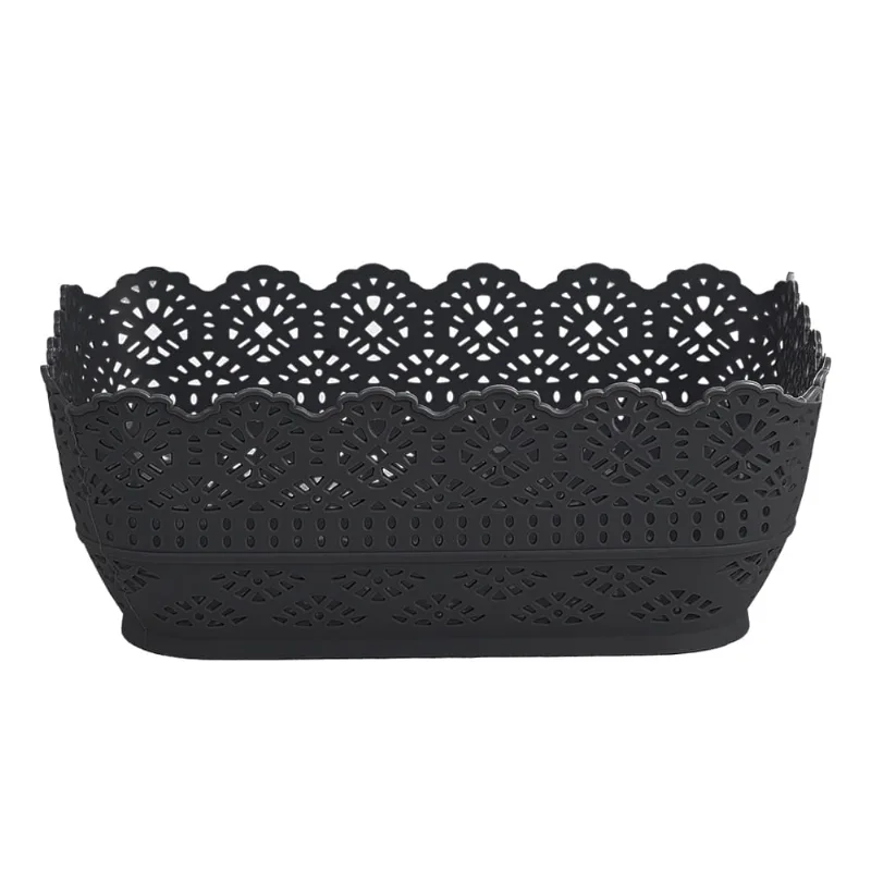 Cesta Telada Retangular de Plástico Preta New Plastic 20x13,5x7,5cm 1454 Cesta Telada Retangular de Plastico Preta New Plastic 20x13,5x7,5cm 1454