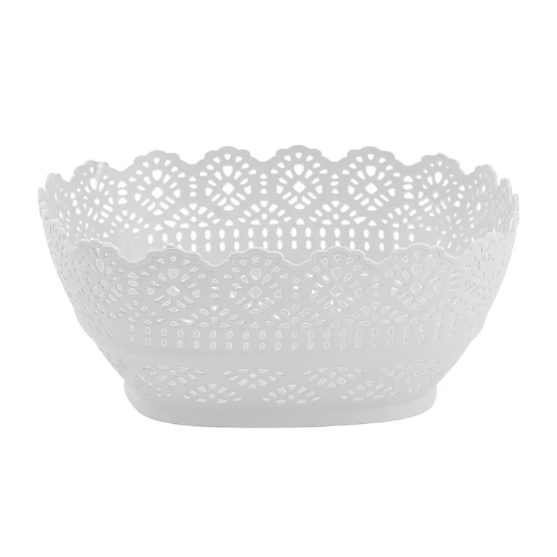 Cesta Telada Quadrada de Plástico Branca New Plastic 19x19x7,5cm 1460