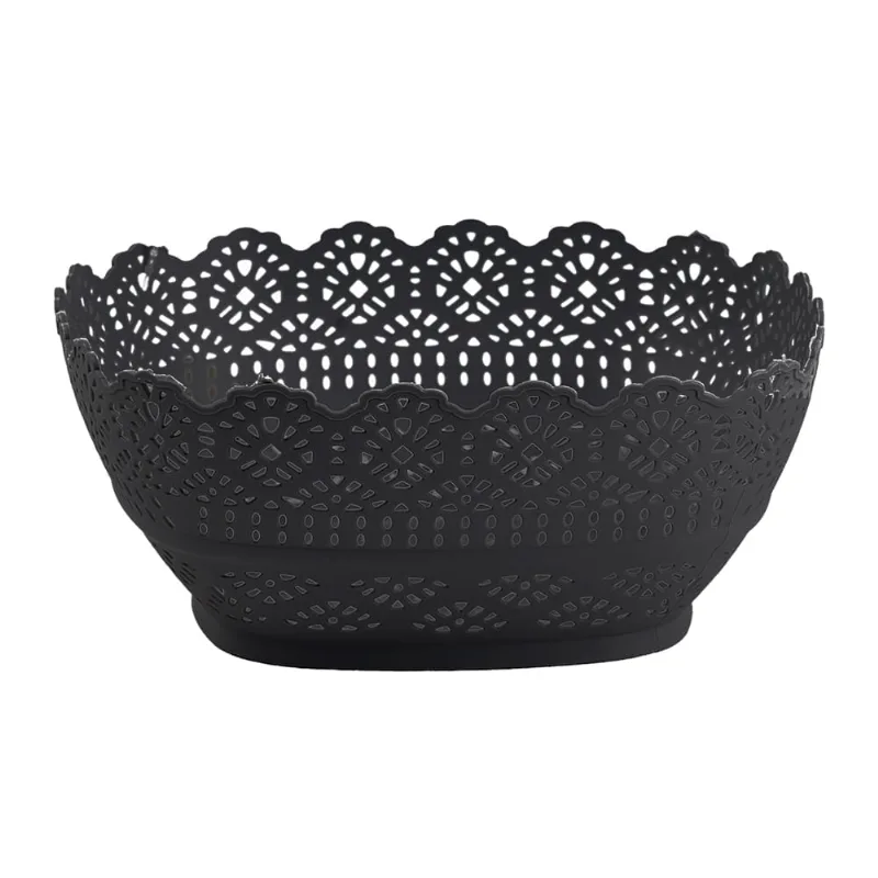 Cesta Telada Quadrada de Plástico Preta New Plastic 24x24x9,5cm 1464