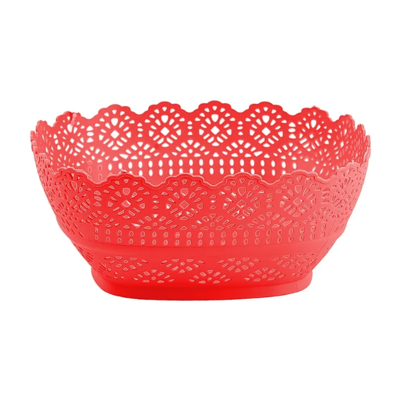 Cesta Telada Quadrada de Plástico Vermelha New Plastic 24x24x9,5cm 1468