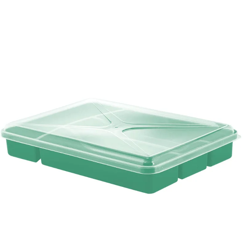 Porta Talheres com Tampa de Plástico Verde New Plastic 32x22x4cm 1787