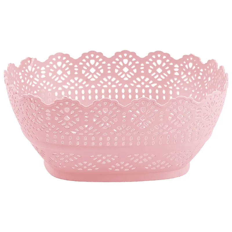 Cesta Telada Quadrada de Plástico Rose New Plastic 24x24x9,5cm 1765