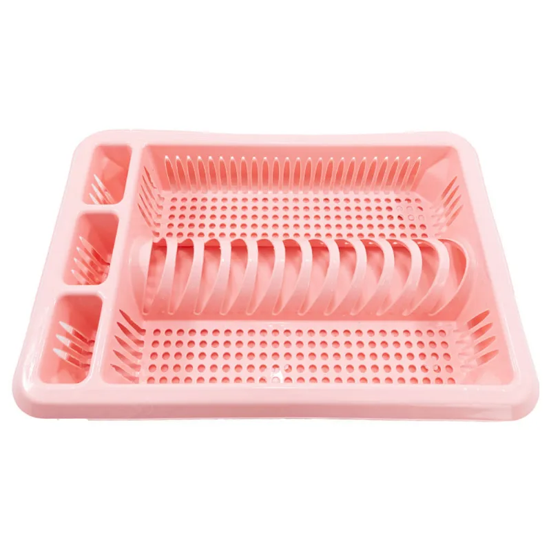 Escorredor para Pratos de Plástico com Bandeja Rose New Plastic 42x29x8,5cm 1834