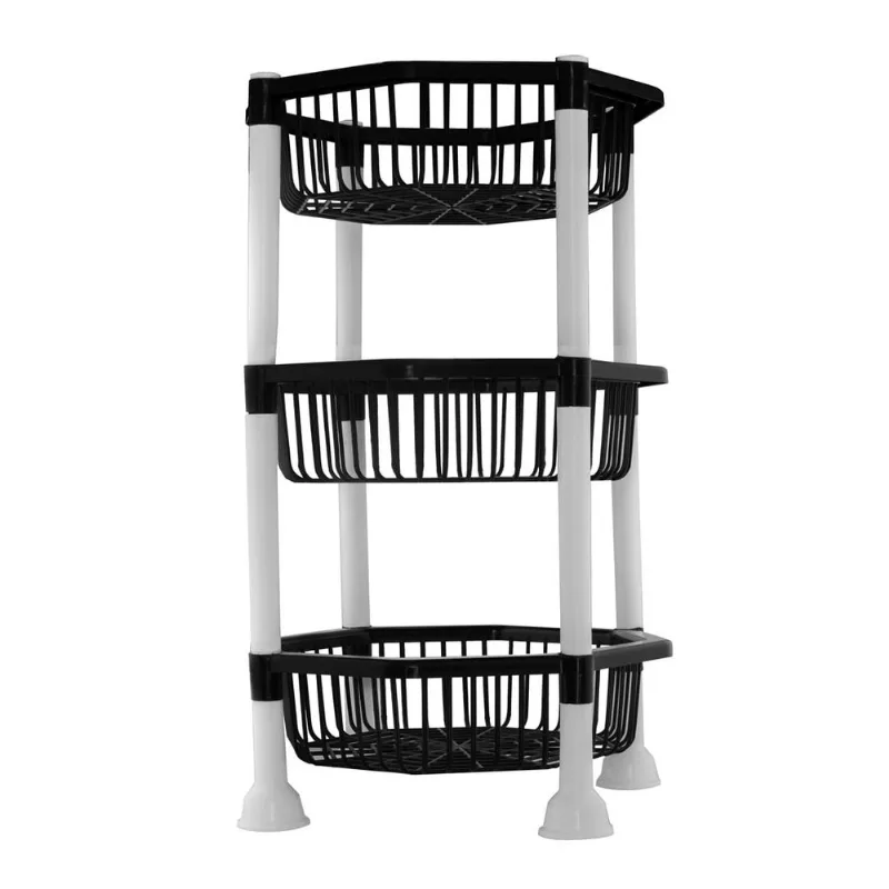 Fruteira 3 Andares Octogonal de Plástico Preta New Plastic 40,5x40,5x18cm 1869 Fruteira 3 Andares Octogonal de Plastico Preta New Plastic 40,5x40,5x18cm 1869