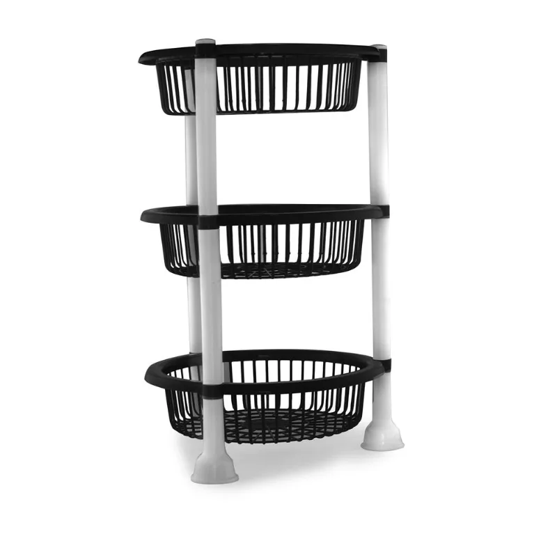 Fruteira 3 Andares Redonda de Plástico Preta New Plastic 34,5x34,5x14cm 1875 Fruteira 3 Andares Redonda de Plastico Preta New Plastic 34,5x34,5x14cm 1875