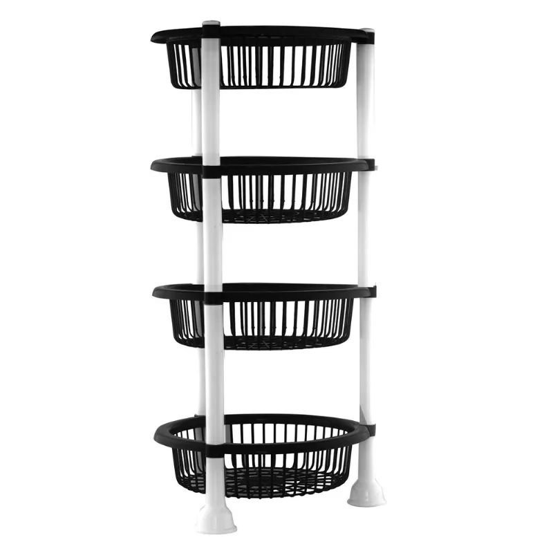 Fruteira 4 Andares Redonda de Plástico Preta New Plastic 34,5x34,5x16cm 1878 Fruteira 4 Andares Redonda de Plastico Preta New Plastic 34,5x34,5x16cm 1878
