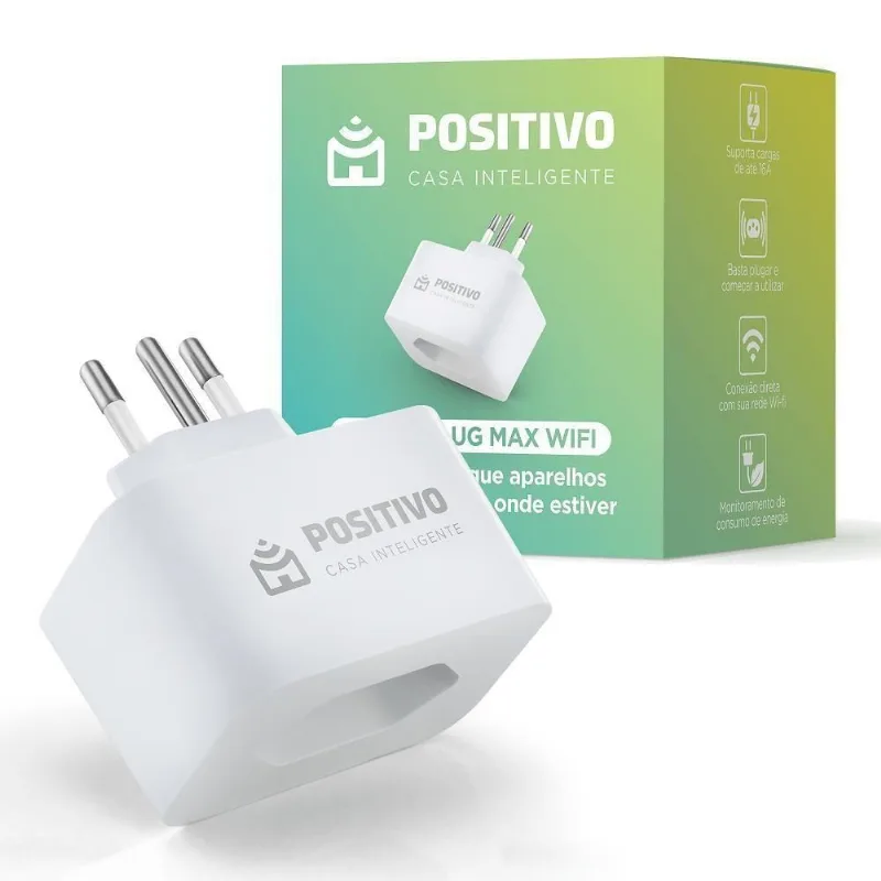 Plug Inteligente Smart Plug Max com Controle Remoto Via App Branco Positivo