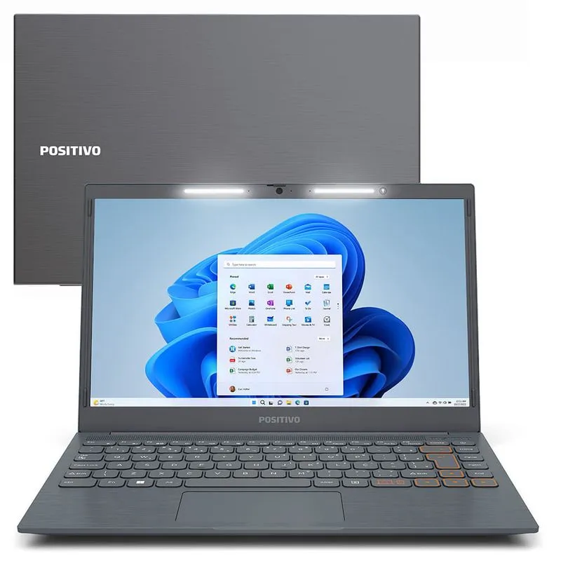 Notebook Positivo Vision C14 Intel® Celeron® N4500 Windows 11 Home 8GB RAM 128GB eMMC 14.1” HD Lumina BAR Tecla Link Cinza