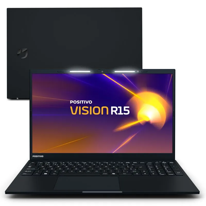 Notebook Positivo Vision R15 AMD® Ryzen 7-5700U Linux 32GB RAM 512GB SSD IPS Full HD 15.6” Lumina Bar - Preto