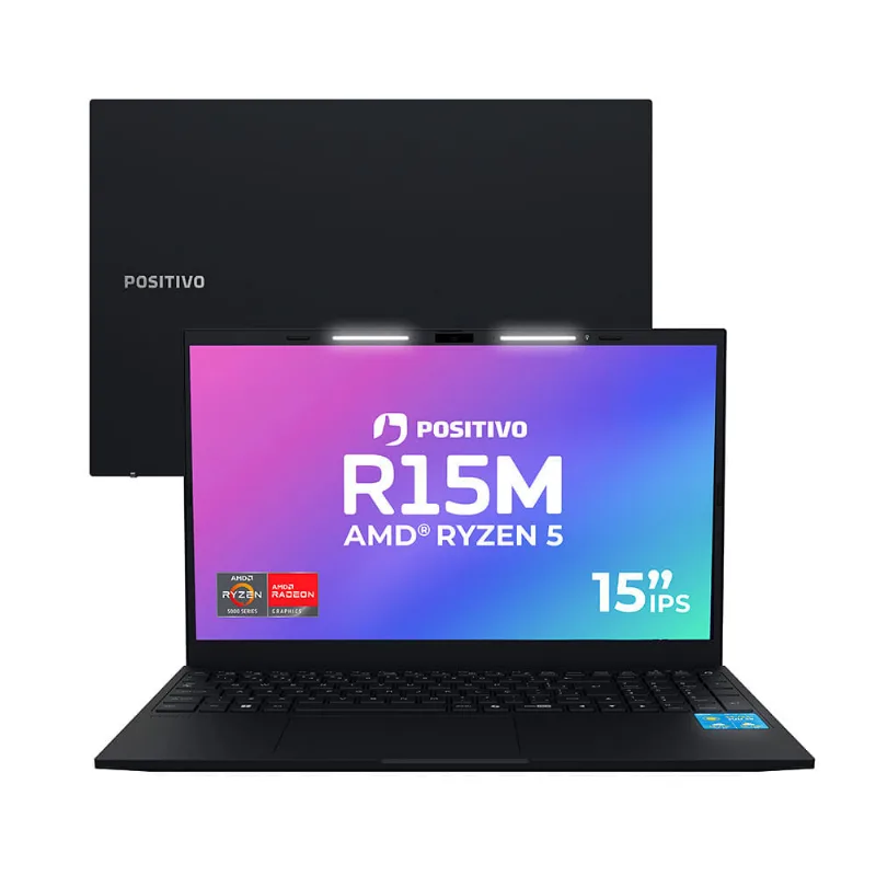 Notebook Positivo Vision R15 AMD® Ryzen 5-5500U Linux 8GB RAM 256GB SSD 15.6” IPS Full HD Tecla Copilot - Preto