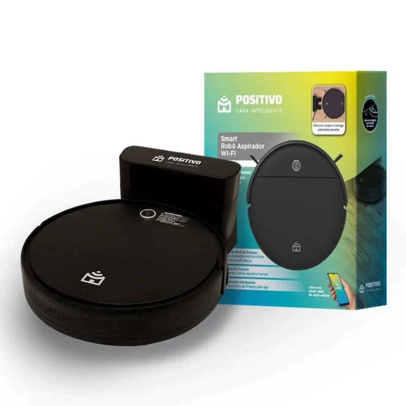 Smart Robô Aspirador Wi-Fi PRA90 Positivo Casa Inteligente – Varre/Aspira/Passa Pano/Volta à base