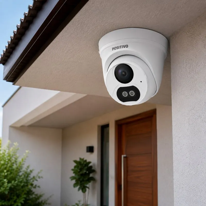 Câmera IP Dome Positivo SEG CIP-DC1312-M - 2MP Full HD 1080p - Lente 2.8 mm - Visão noturna IR 30 m e iluminação 15 m - Microfone embutido - PoE
