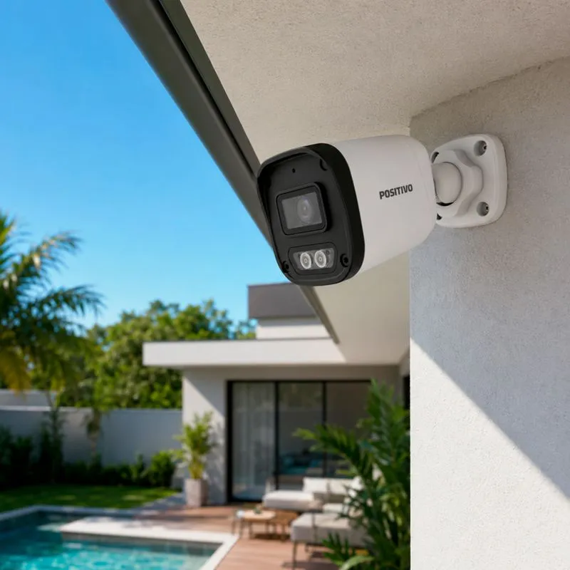 Câmera Positivo SEG IP Bullet CIP-BC1312-M 2MP Full HD, Lente 2.8 mm, Microfone Embutido, Visão Noturna IR 30 m, PoE, Proteção IP67, Dual Light