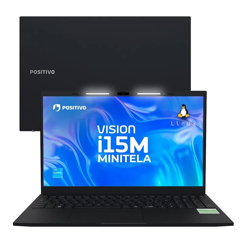 Notebook Positivo Vision i15M Intel® Core™ i3-N300 Linux 8GB RAM 256GB SSD Wi-Fi 6 - 15,6" Full HD IPS - Preto