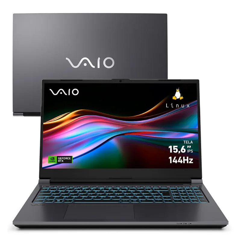 Notebook VAIO FH15 Intel® Core™ i7-13620H Linux NVIDIA RTX 4050 32GB RAM 1TB SSD 15,6” Full HD WVA Wi-Fi 6 – Cinza Escuro