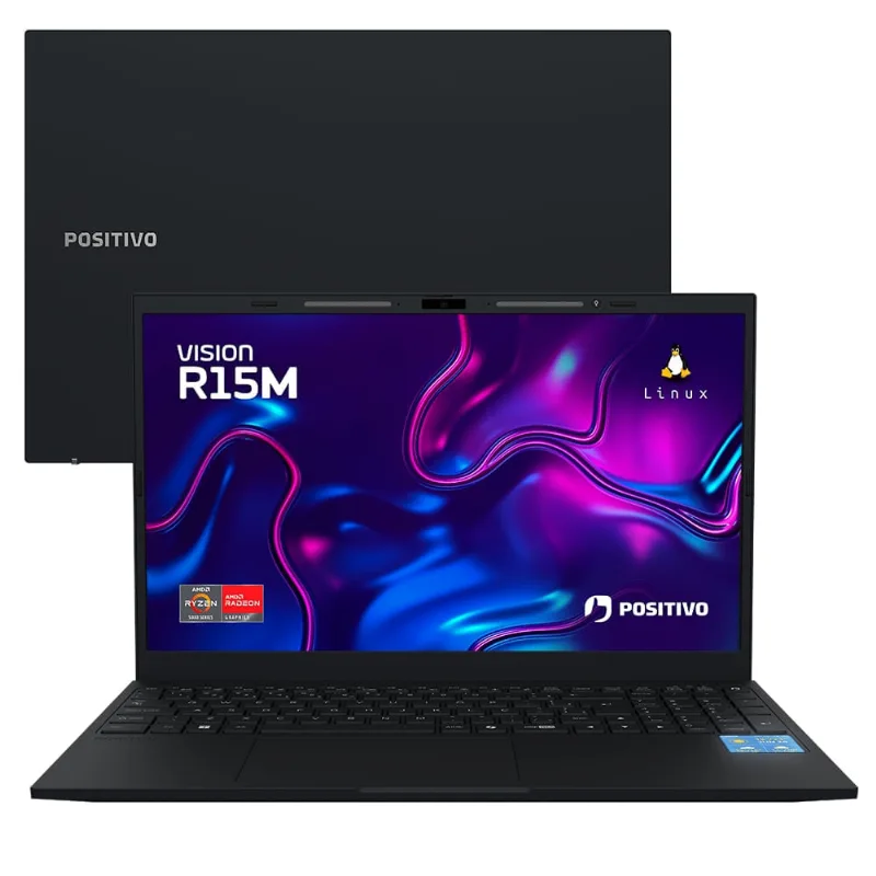 Notebook Positivo Vision R15M AMD Ryzen 7-5825U Linux 24GB RAM 512GB SSD Wi-Fi 6 - 15” Full HD IPS - Minitela - Preto Notebook Positivo Vision R15M AMD® Ryzen 7-5825U Linux 24GB RAM 512GB SSD Wi-Fi 6 - 15” Full HD IPS - Minitela - Preto