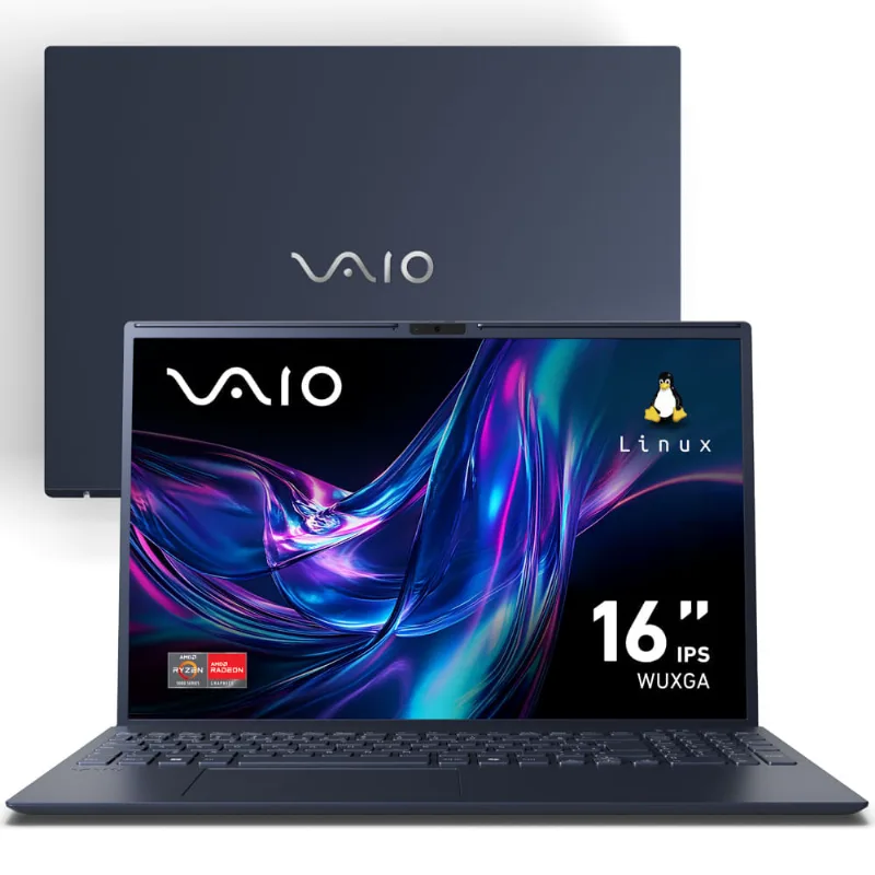 Notebook VAIO FE16 AMD® Ryzen 7-5825U Linux 16GB RAM 256GB SSD 16" IPS WUXGA Antirreflexo - Cinza Grafite