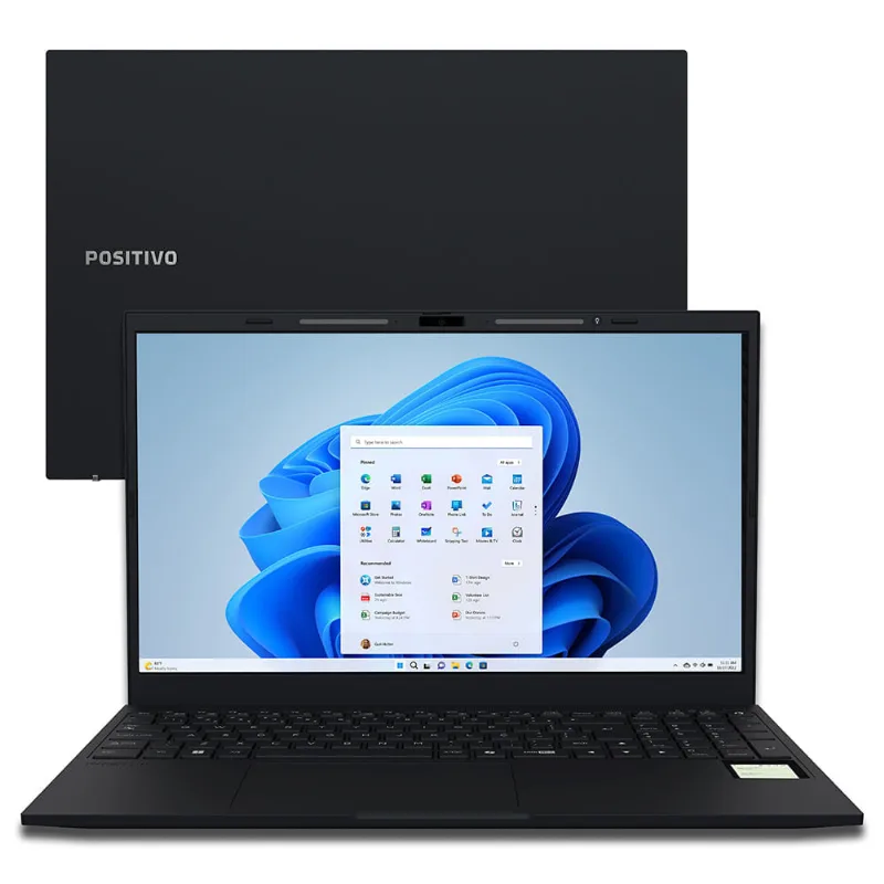 Notebook Positivo Vision R15M AMD® Ryzen 5-5625U Windows 11 Home 16GB RAM 256GB SSD Wi-Fi 6 15” Full HD IPS Minitela - Preto