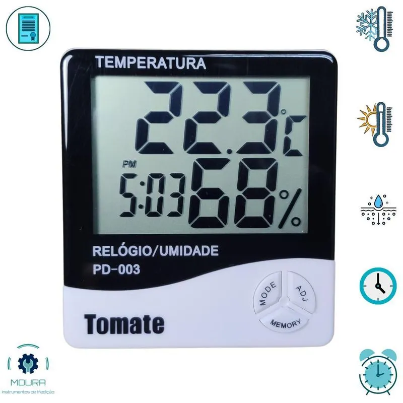 Termo-higrômetro Digital + Certificado Calibração Rastreável