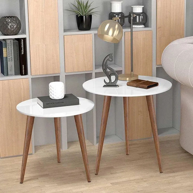 Conjunto Mesas de Apoio Basoto Rubi Branco