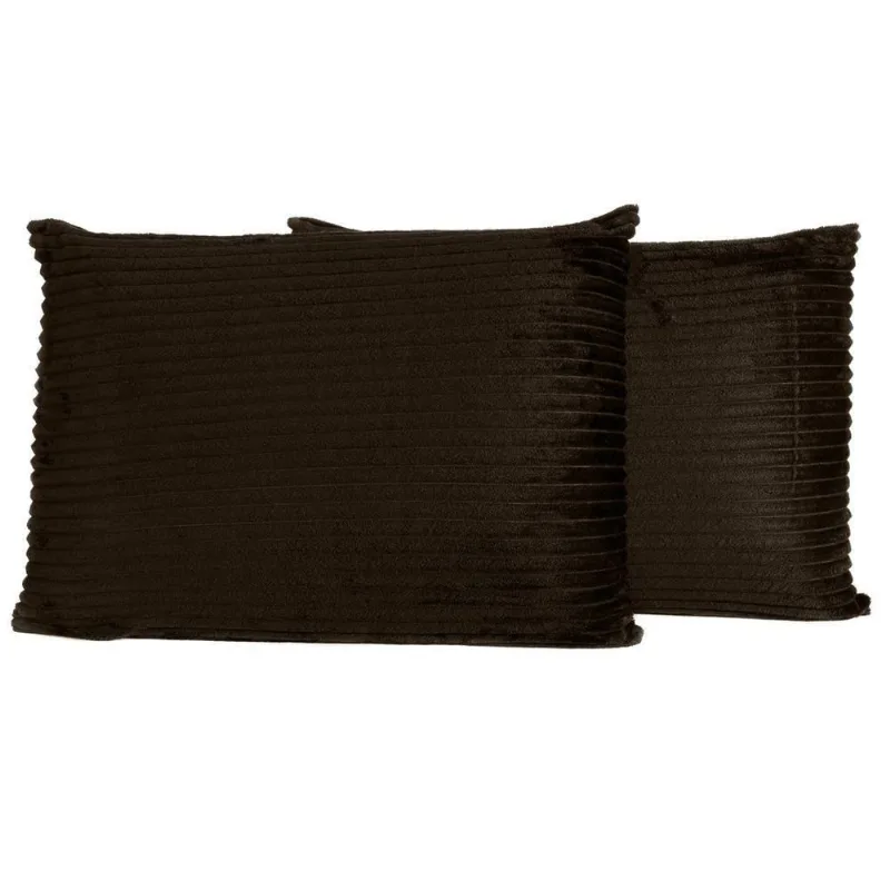 Par De Fronhas Em Manta Canelada 70cm X 50cm - Porta Travesseiro Mantinha Microfibra Cor Tabaco