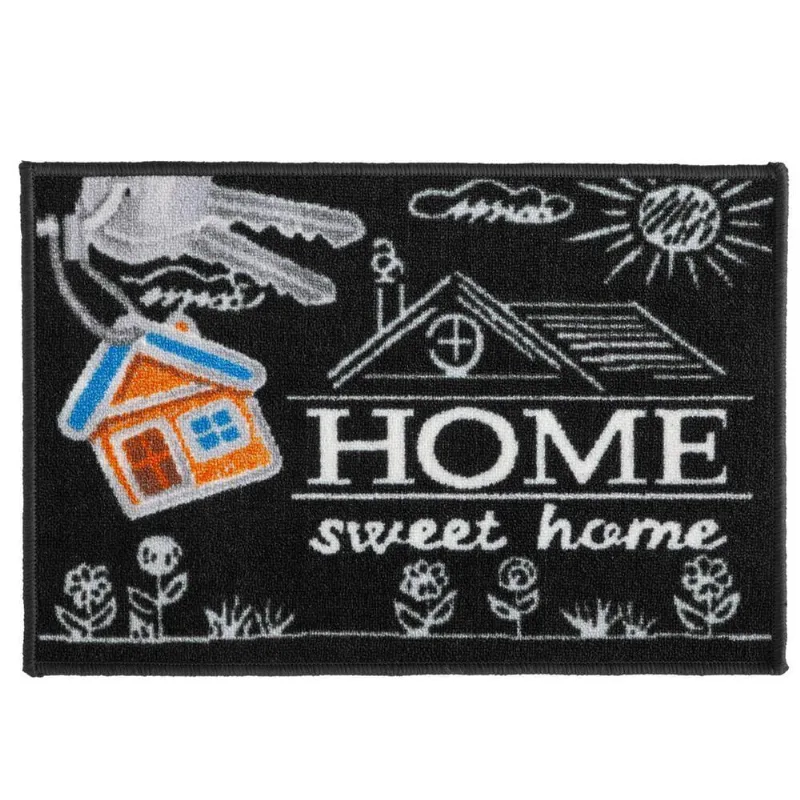 Tapete Retangular Bem Vindo Sweet Home Preto 60cm X 40cm