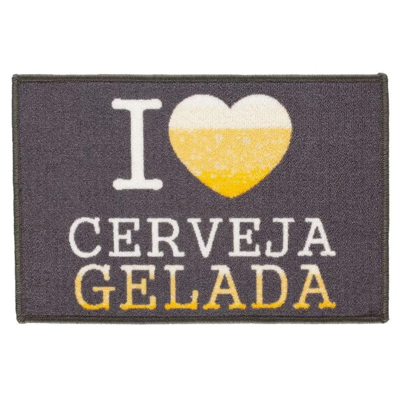 Tapete Retangular Bem Vindo Cervejeiro Cinza 60cm X 40cm