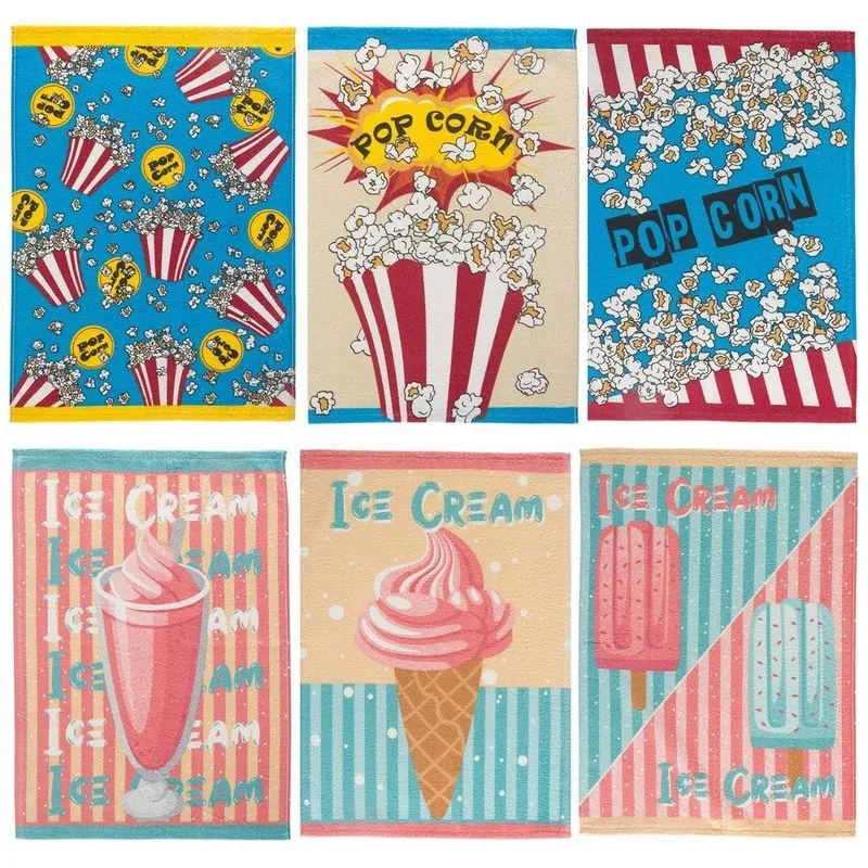 Kit De Panos Copa Felpudo Pop Corn 06 Peças - 100% Algodão