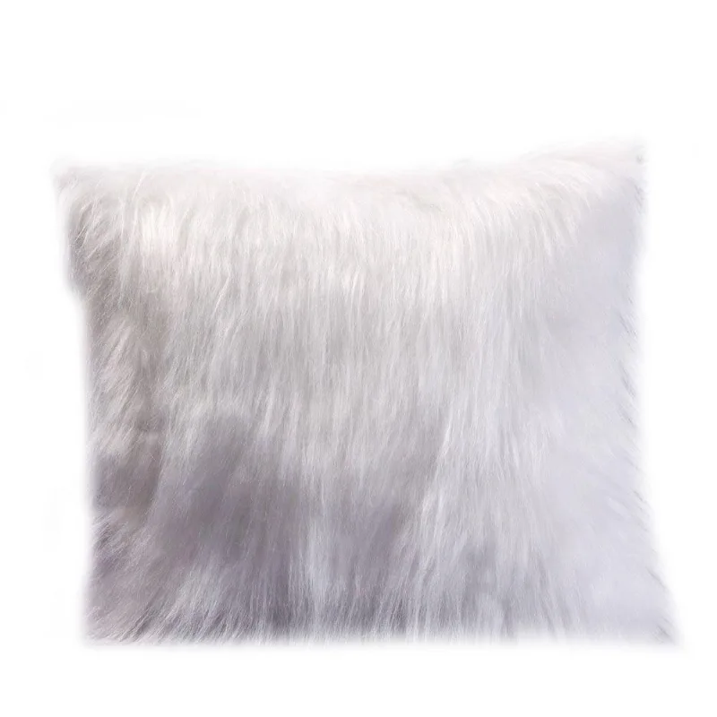Capa De Almofada Plush Pelúcia Branco 45cm X 45cm Pelo Alto