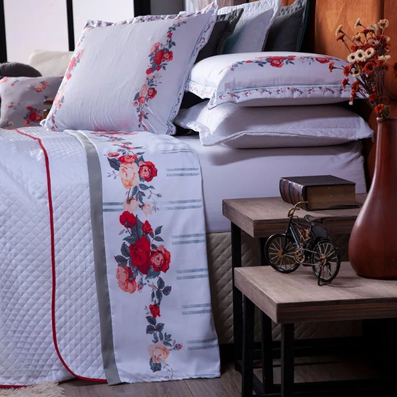 Jogo De Cama Liz Branco Queen 04 Peças Micropercal 180 Fios