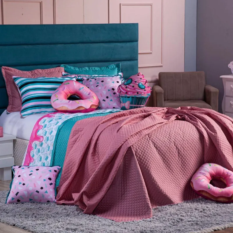 Kit Cobre Leito Donuts Dupla Face C/ Almofadas Casal 8 Pçs