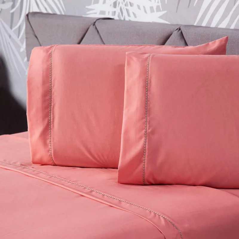 Jogo De Cama Liso Rosê Queen 04 Pçs Micropercal 180 Fios