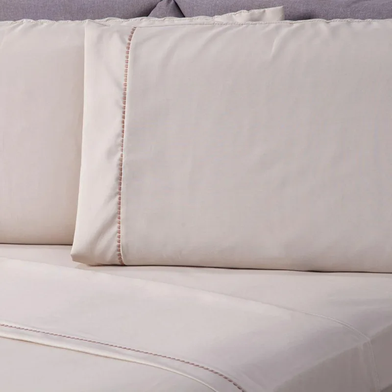 Jogo De Cama Liso Bege Solteiro 03 Pçs Micropercal 180 Fios