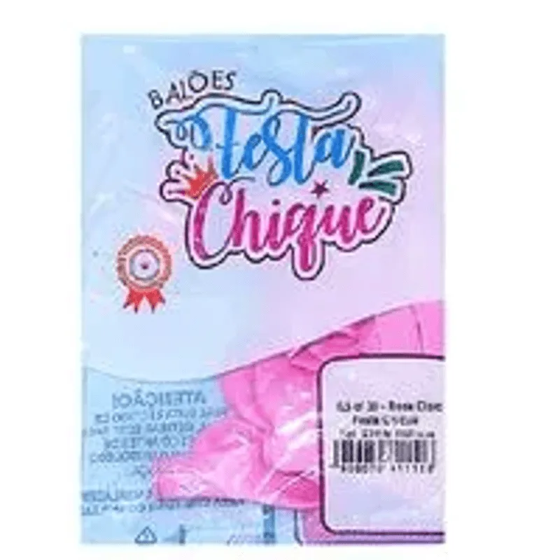 BALAO FESTA CHIQUE ROSA CLARO 6.5 COM 30 UNIDADES