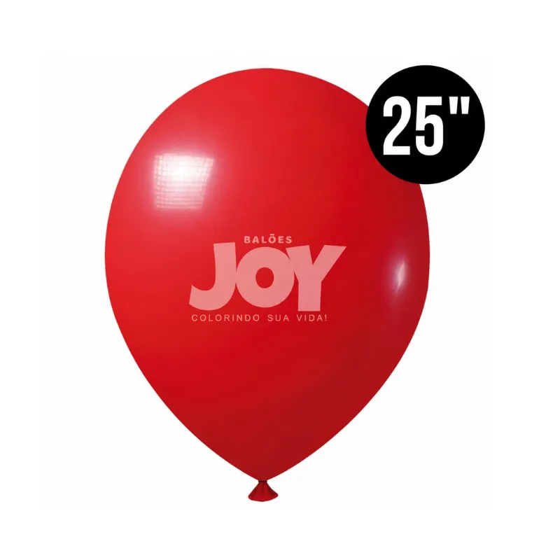 BALÃO NÚMERO 25 REDONDO CARAMBOLA 3UN VERMELHO JOY