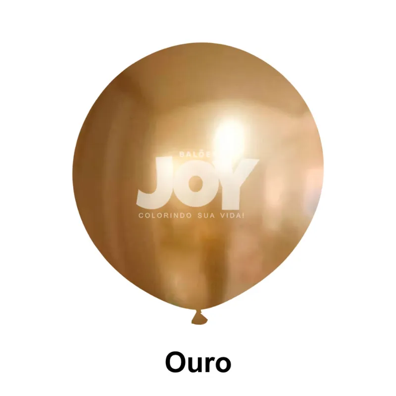 BALÃO 30P REDONDO 1UN OURO CROMADO JOY