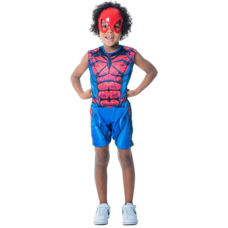 Kit Fantasia Infantil Homem Aranha Com Mascara 10 A 12 Anos