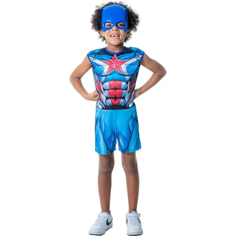 Kit Infantil Fantasia Capitão América - M - 6 A 8 Anos
