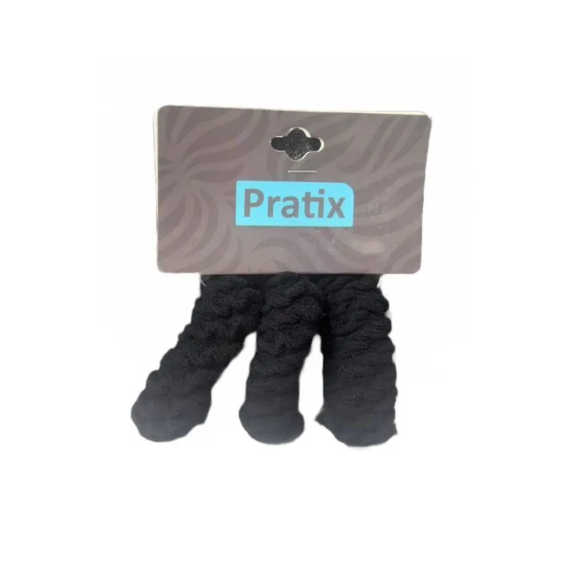 Elástico Para Cabelo Meia Com Textura Preta 3 Unidades Bijunova