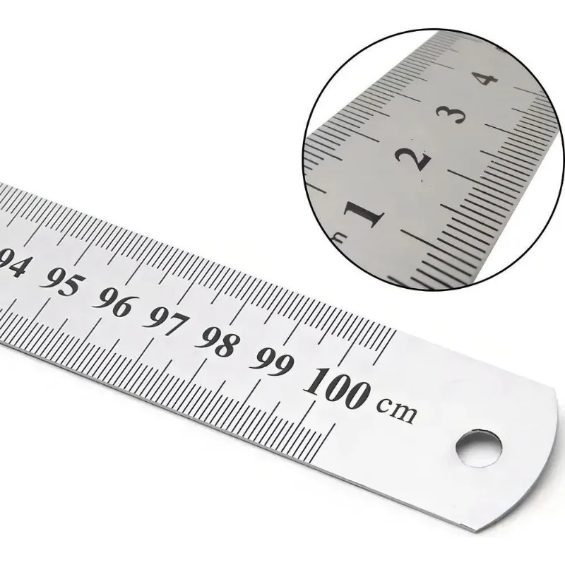 Régua De Metal Aço Inox 100 Cm-1 Metro Profissional Flexivel