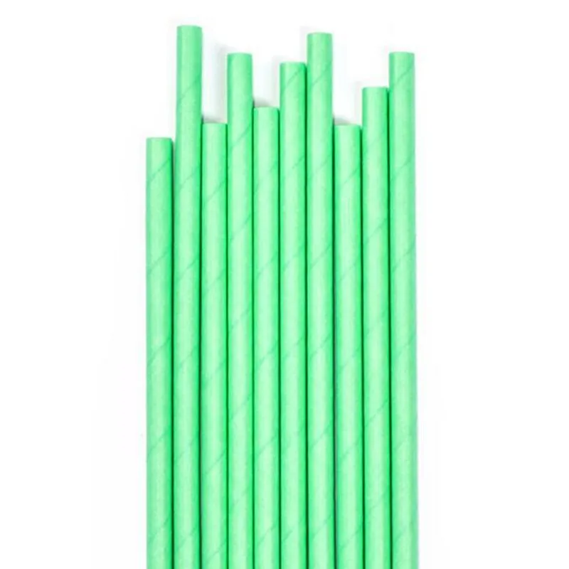 Canudo De Papel Liso Verde Clado 19,5 Cm - Kit 20 Peças