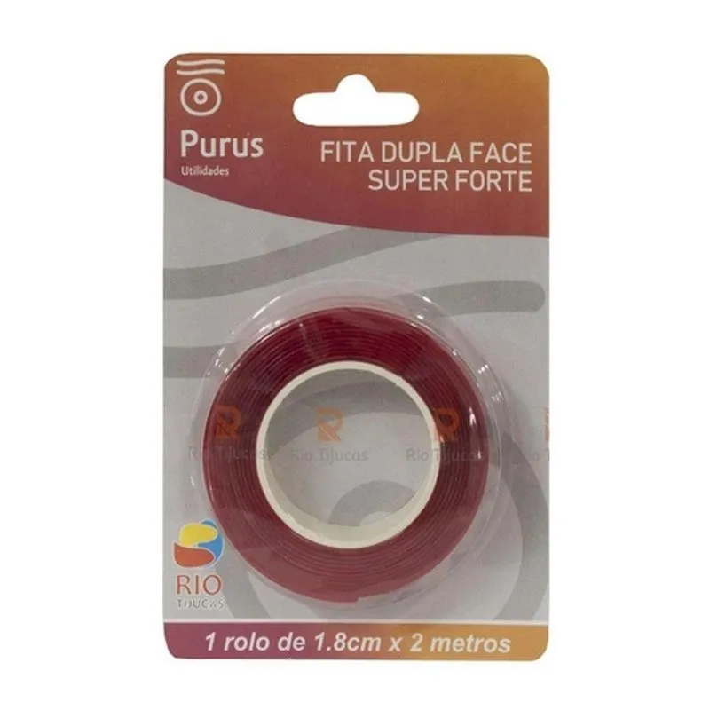 Fita Dupla Face Super Forte Purus 1,8 Cm X 2 Metros Rt3013