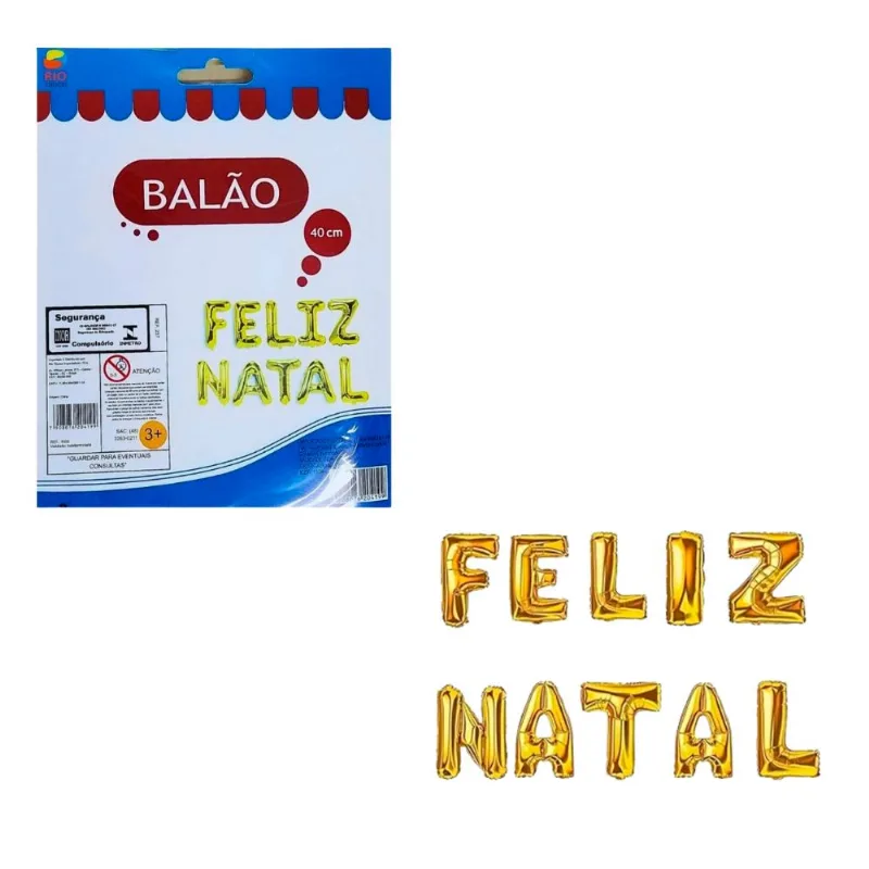 Balão Inflável Feliz Natal Letras 1500A Rio tijuca - 10UN