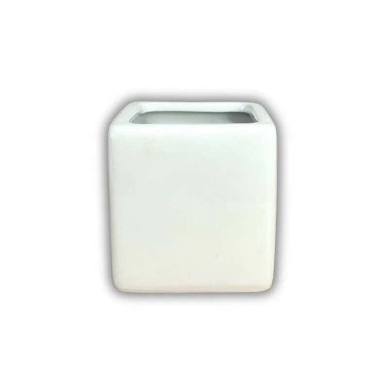 Vaso De Cerâmica Branco Decorativo - 6,5cm X 6,5cm