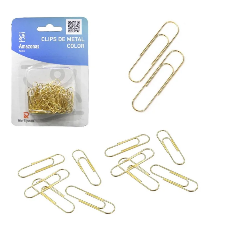 Clips Metal Dourado c/50 Unids 28MM RT3087A/3087