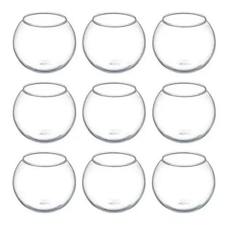 Kit 10 Mini Vaso Aquário Castiçal Redondo De Vidro 750ml