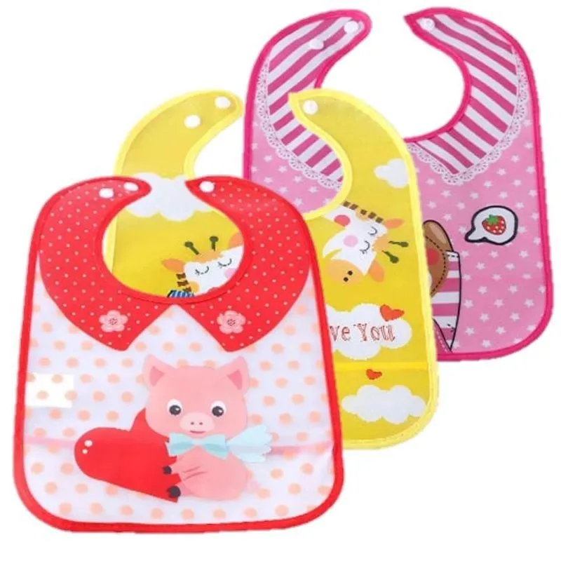 Kit C/3 Babador Avental Impermeável Bebe Plástico Menina